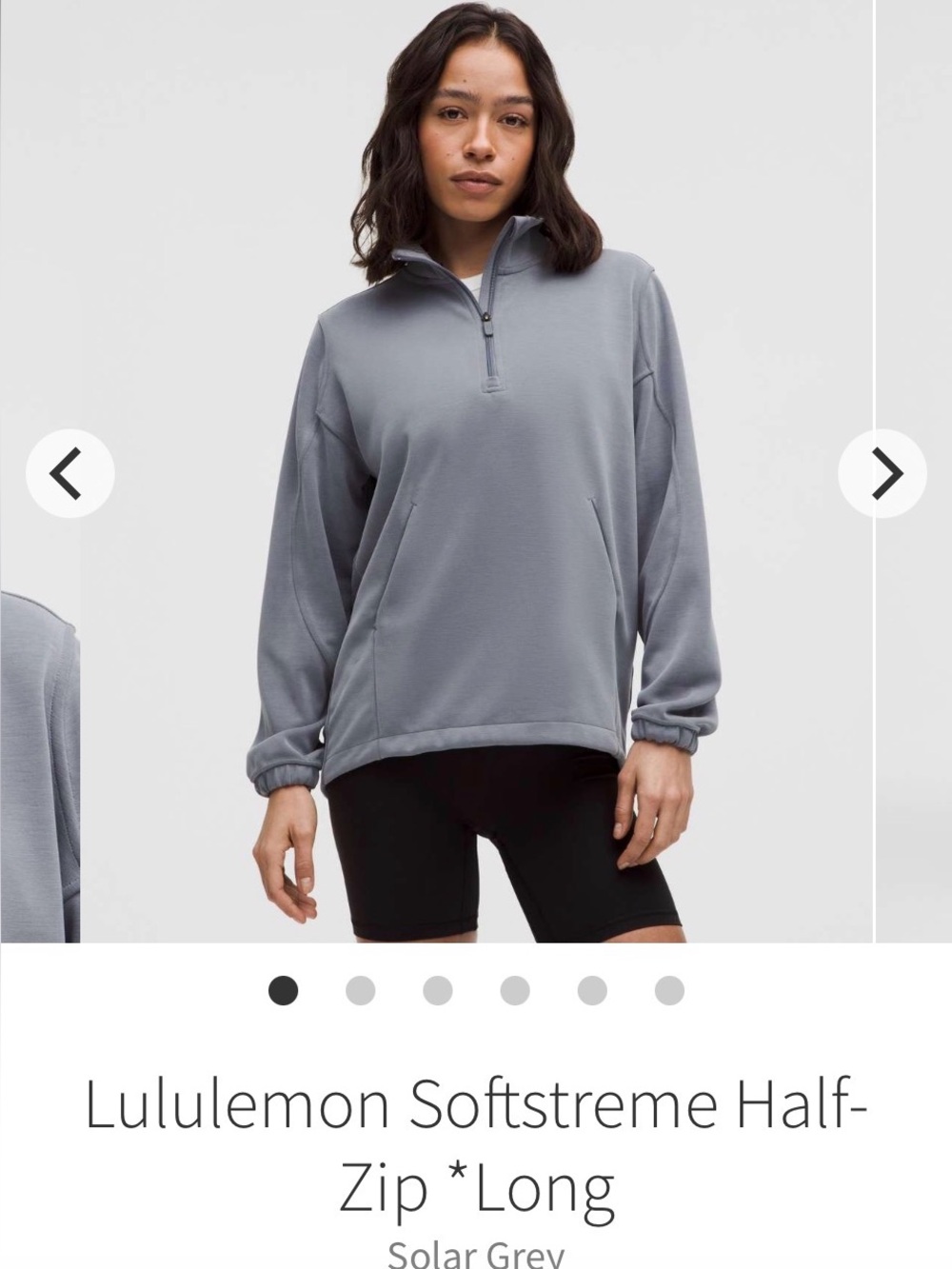 Lululemon Softstreme Half-Zip Pullover in Solar Grey